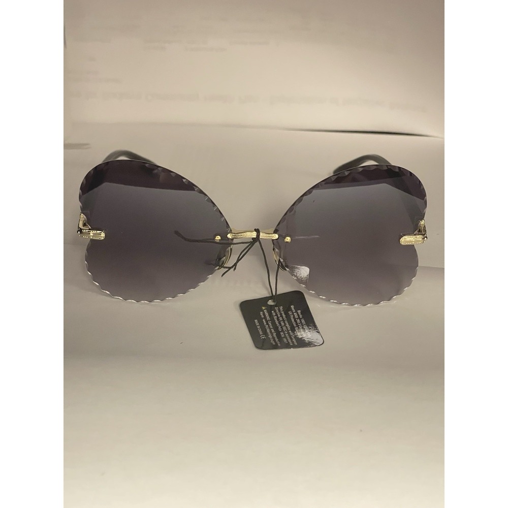 Womens Sunglasses Large Round Butterfly Double Metal Frame BlackMirror Retro 90s